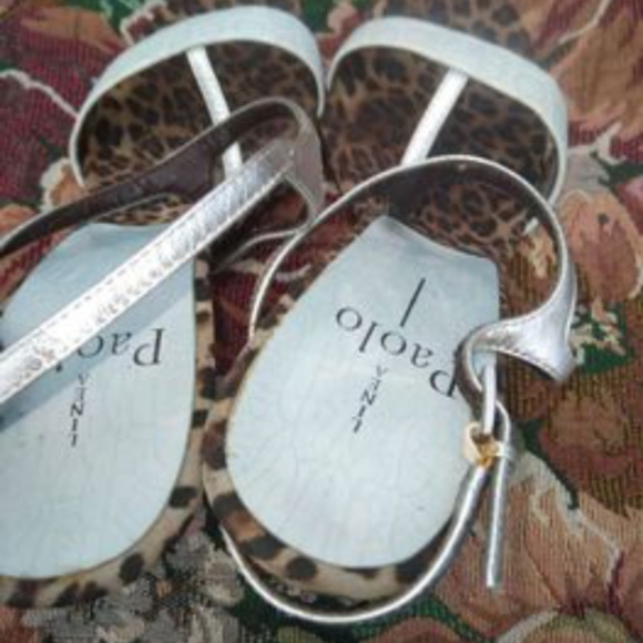 PAOLO WHITE DRESSY HIGH HEEL SANDALS w/ LEOPARD PRINT ON HEELS & SOLES size 8.5 - Picture 9 of 14